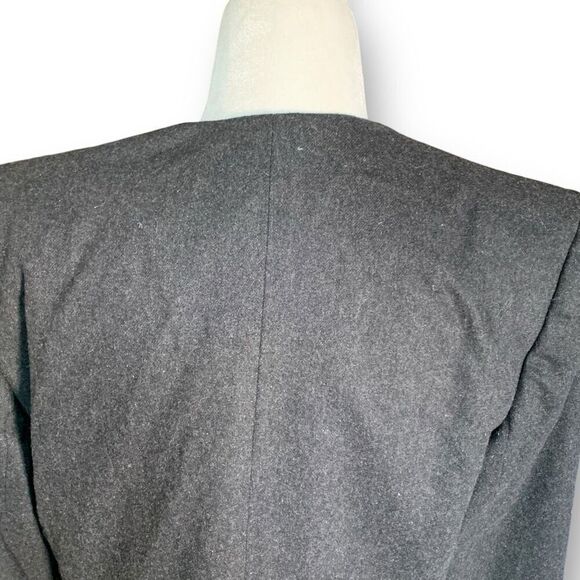 Vintage 90s Wool Blend Collarless Blazer Jacket Charcoal Gray Two-Button - Picture 6 of 13